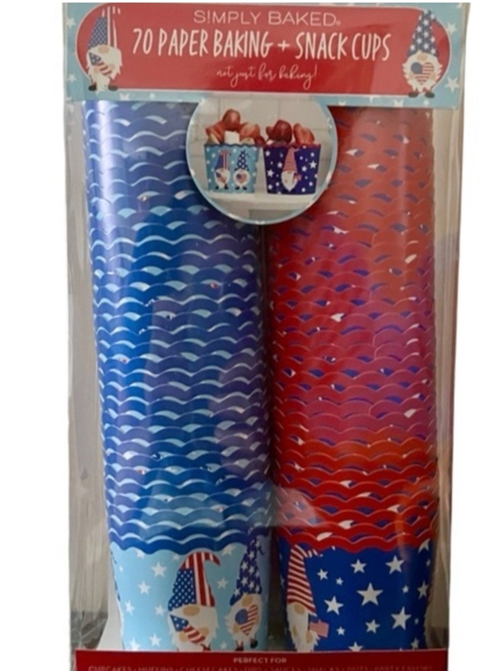 Gnome patriotic paper baking & snack cups 70 count new in box